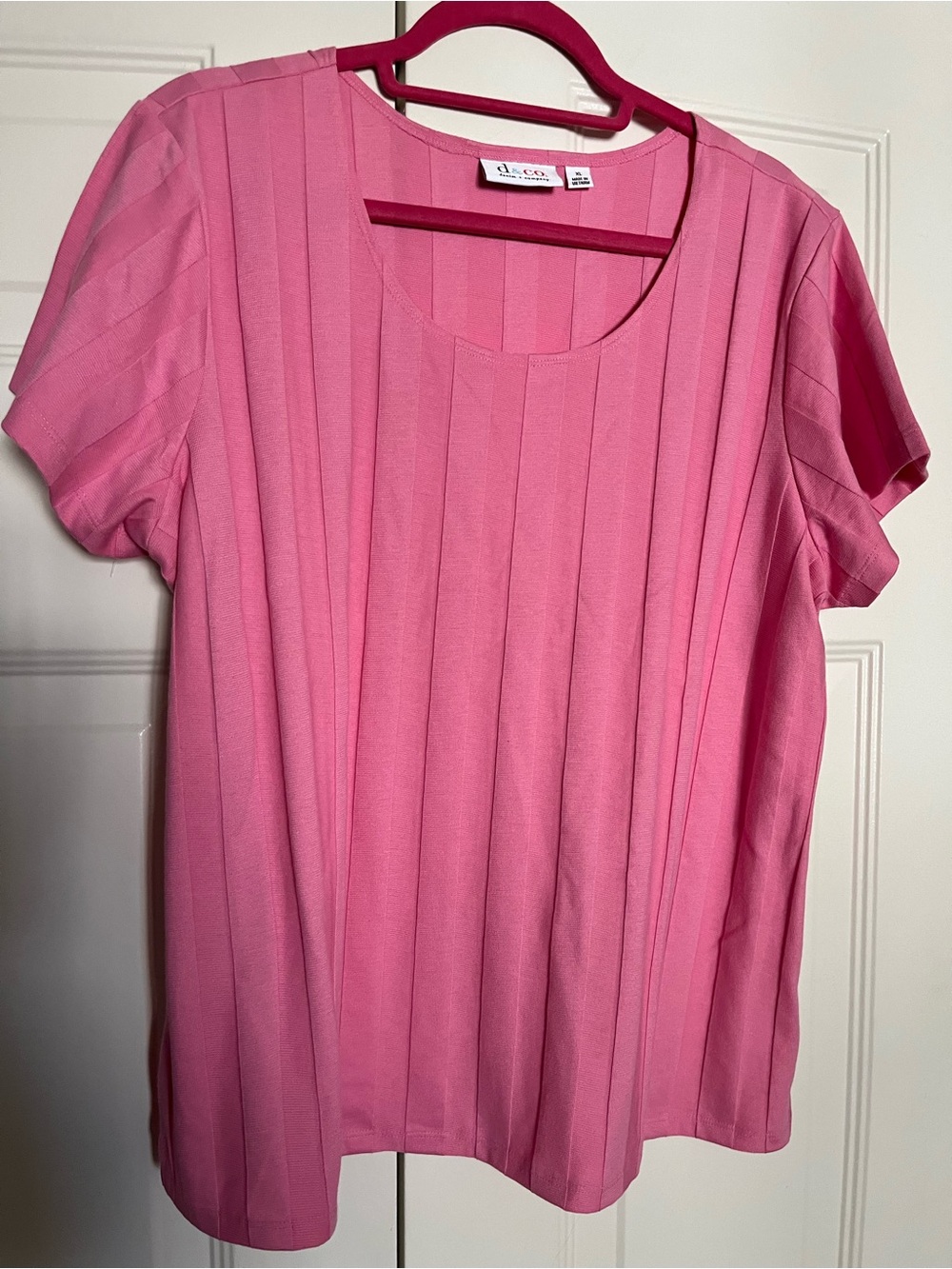 Denim & Co XL New Short Sleeve Pink Everyday Top
